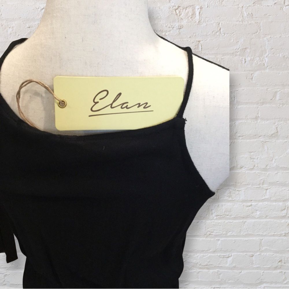 NWT, Elan Black Maxi Dress w/Centered Split Leg and Crocheted Laced Top - Small - Picture 7 of 9